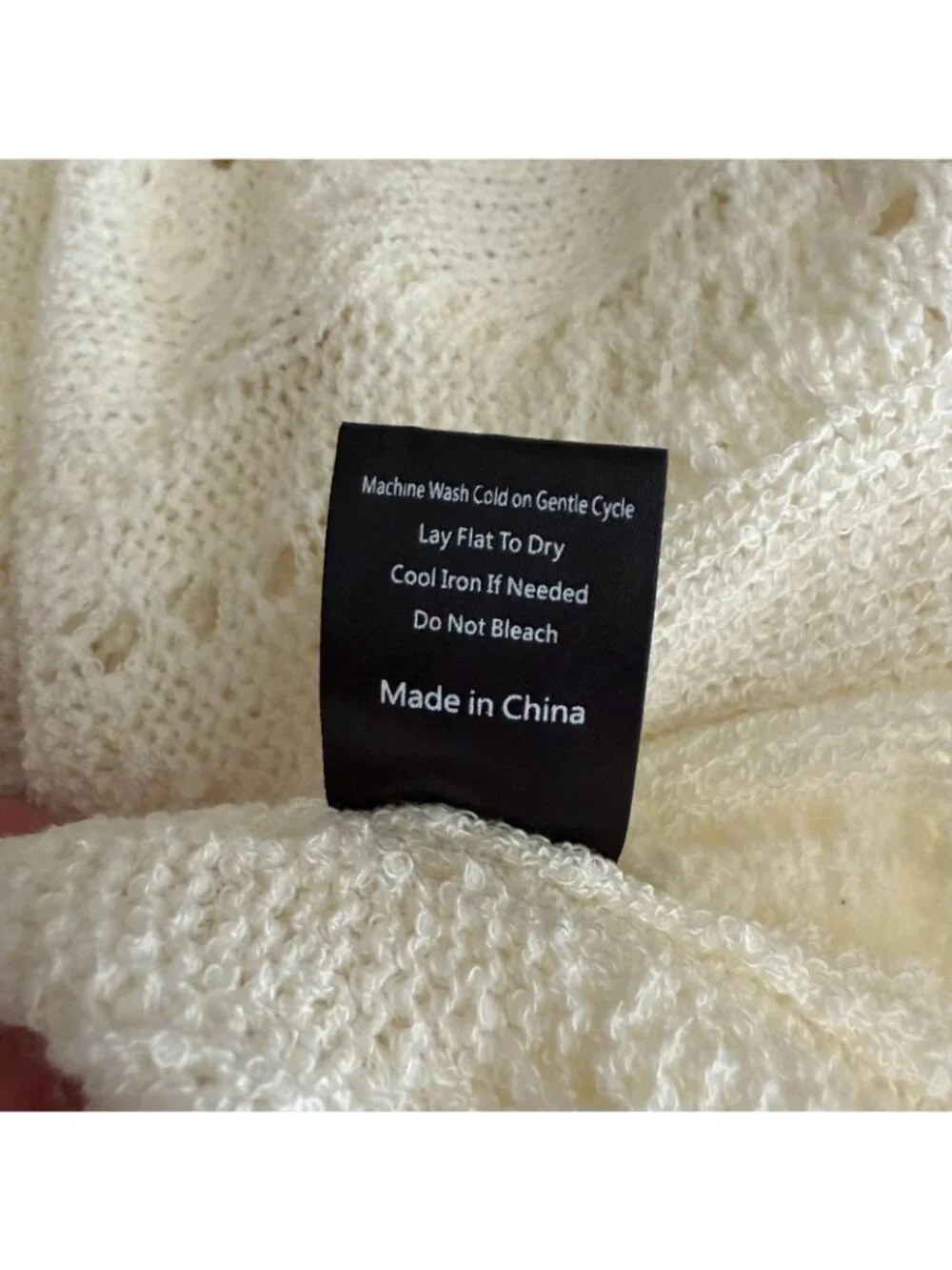 POL Womens Size Large Ivory Open Chunky Knit Sweater Oversized Bell Sleeves
